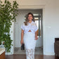 LACE DETAILED SHIRT AND PENCIL SKIRT SET – WHITE