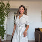 BLACK POLKA DOT BUTTON-DOWN MIDI DRESS