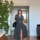 WHİTE POLKA DOT BUTTON-DOWN MIDI DRESS