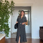 WHİTE POLKA DOT BUTTON-DOWN MIDI DRESS