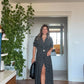 WHİTE POLKA DOT BUTTON-DOWN MIDI DRESS