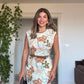 SLEEVELESS BELTED SUMMER DRESS WITH LEAF PRINT – BROWN