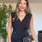 SATIN-EFFECT BELTED WRAP DRESS – BLACK