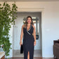 EMBELLISHED WRAP V-NECK DRESS – BLACK