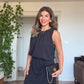 SLEEVELESS ELEGANT DRESS WITH SLIT DETAIL – BLACK