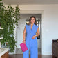SLEEVELESS BLAZER & PALAZZO PANTS SET - BABY BLUE