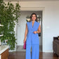 SLEEVELESS BLAZER & PALAZZO PANTS SET - BABY BLUE