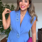 SLEEVELESS BLAZER & PALAZZO PANTS SET - BABY BLUE