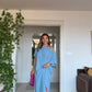 ASYMMETRICAL ONE-SHOULDER MAXI DRESS – İNDİGO