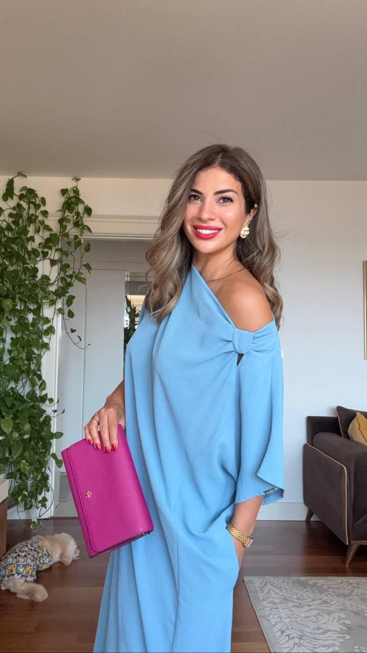 ASYMMETRICAL ONE-SHOULDER MAXI DRESS – İNDİGO