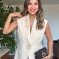 SLEEVELESS BLAZER & PALAZZO PANTS SET - BEIGE