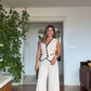 BUTTON DETAIL CONTRAST TRIM ELEGANT SUIT - BEİGE
