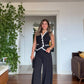 BUTTON DETAIL CONTRAST TRIM ELEGANT SUIT - BLACK