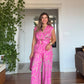 BELTED LEAF PATTERNED JUMPSUIT - PINK