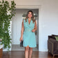 WRAP DRESS WITH CHAIN DETAILS - AQUA GREEN