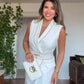 WRAP DRESS WITH CHAIN DETAILS - WHİTE