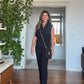 SLEEVELESS JUMPSUIT SET WITH GOLD BUTTON DETAILS – BLACK