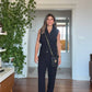 SLEEVELESS JUMPSUIT SET WITH GOLD BUTTON DETAILS – BLACK