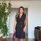 GOLD BUTTON DETAIL SLEEVELESS WRAP DRESS – BLACK