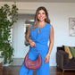 SLEEVELESS BUTTONED LINEN SET – COBALT BLUE