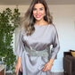 OVERSIZED BELTED MIDI DRESS – MINK