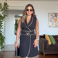 WRAP DRESS WITH CHAIN DETAILS - BLACK