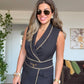 WRAP DRESS WITH CHAIN DETAILS - BLACK