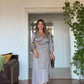 GOLD BUTTON DETAIL WRAP DRESS – MİNK