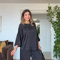SATIN LOOK SET WITH FLORAL DETAIL - BLACK