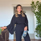 PEARL-TRIM WIDE-LEG SUIT - BLACK