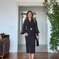 BROOCH DETAIL CHIFFON SLEEVE WRAP MIDI DRESS – BLACK