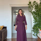 DRAPED BROOCH DETAIL LONG DRESS - PLUM