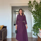 DRAPED BROOCH DETAIL LONG DRESS - PLUM