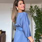 OVERSIZED BELTED MIDI DRESS – İNDİGO