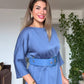 OVERSIZED BELTED MIDI DRESS – İNDİGO