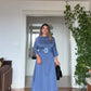 OVERSIZED BELTED MIDI DRESS – İNDİGO