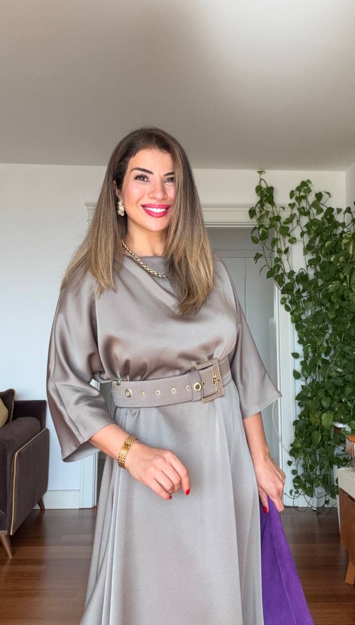 OVERSIZED BELTED MIDI DRESS – MİNT