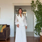 V-NECK PLEATED BEADED DETAIL JUMPSUIT - WHİTE