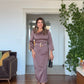 ASYMMETRICAL NECK SATIN DRESS WITH BELT DETAIL - DUSTY ROSE