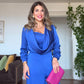 ELEGANT DRAPED NECK JUMPSUIT WITH SEQUIN DETAIL – ROYAL BLUE