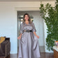 SATIN DRESS WITH LEOPARD BELT DETAIL – MİNK