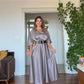 SATIN DRESS WITH LEOPARD BELT DETAIL – MİNK