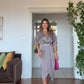 ELEGANT V-NECK SATIN DRESS WITH BELT DETAIL - MİNK