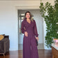 FLOWER BROOCH DETAIL BELTED JUMPSUIT – PURPLE