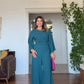 ELEGANT JUMPSUIT WITH STONE-EMBELLISHED BELT – PETROL BLUE