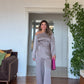 ASYMMETRICAL ONE-SHOULDER EMBELLISHED SUIT – MİNK