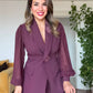 COLLAR FLORAL DETAIL ELEGANT SUIT – PLUM