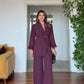 COLLAR FLORAL DETAIL ELEGANT SUIT – PLUM
