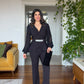STONE BELT DETAILED SUIT - BLACK