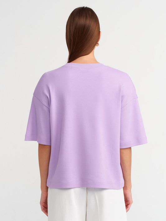 COTTON PADDED T-SHIRT - LILAC